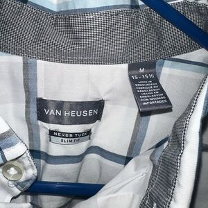 Men’s Button Up Plaid Dress Shirt Van Heusen